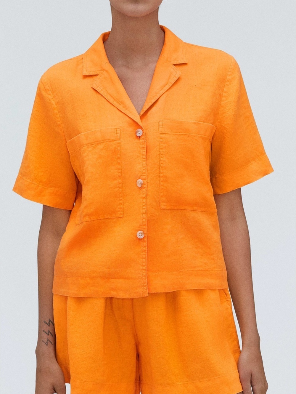 Everlane Linen Workwear Shirt Orange